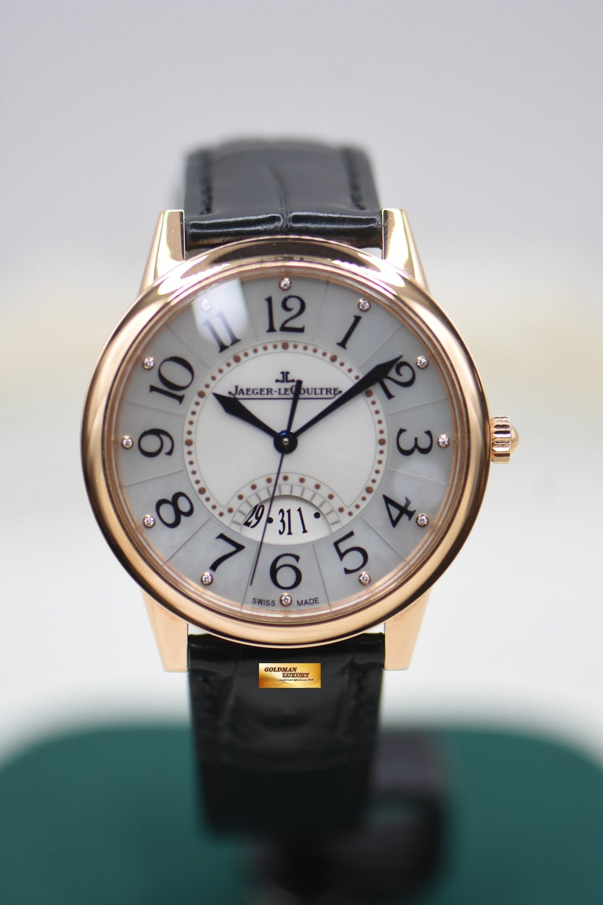 JLC RENDEZ-VOUS DATE LADIES 37.5mm ROSE GOLD MOP DIAMOND DIAL AUTOMATIC Q3542490 (MINT)