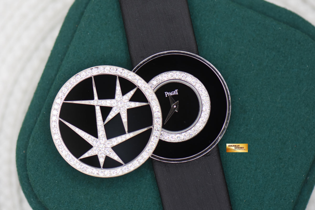 PIAGET LIMELIGHT SECRET DIAMOND 30mm WHITE GOLD IN SATIN LEATHER QUARTZ G0A31084 (MINT)