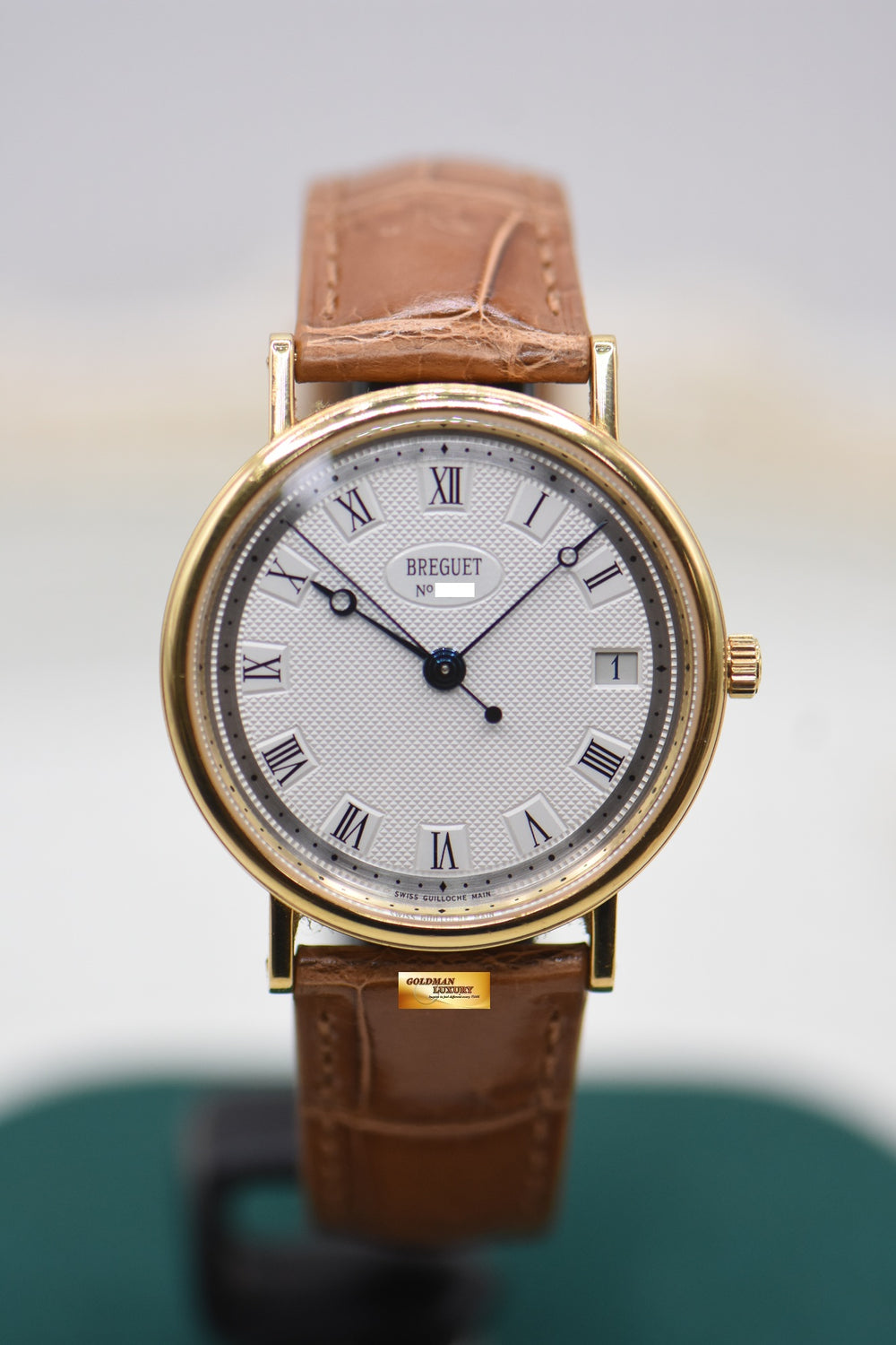 BREGUET CLASSIQUE 35mm YELLOW GOLD IN LEATHER STRAP AUTOMATIC 5910BA (MINT)