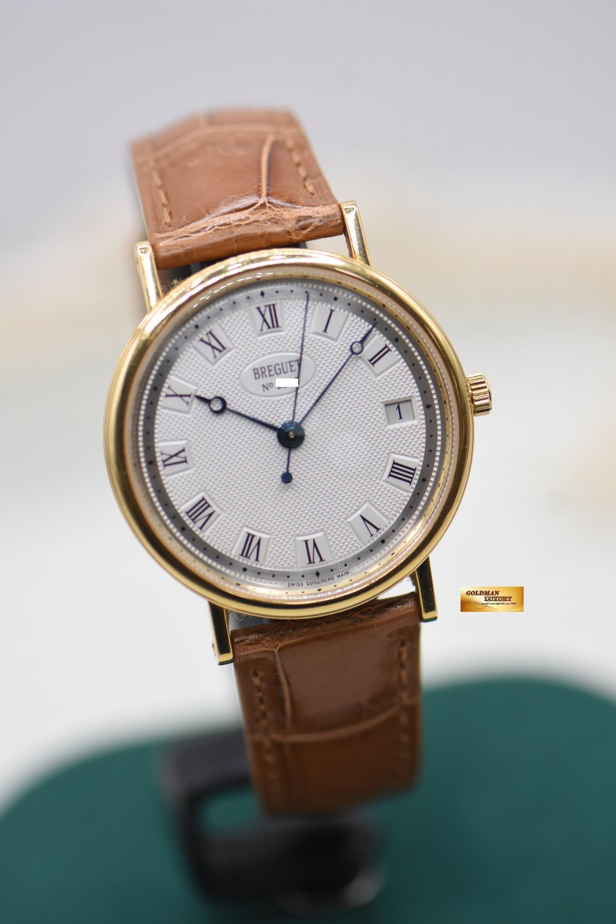 BREGUET CLASSIQUE 35mm YELLOW GOLD IN LEATHER STRAP AUTOMATIC 5910BA (MINT)
