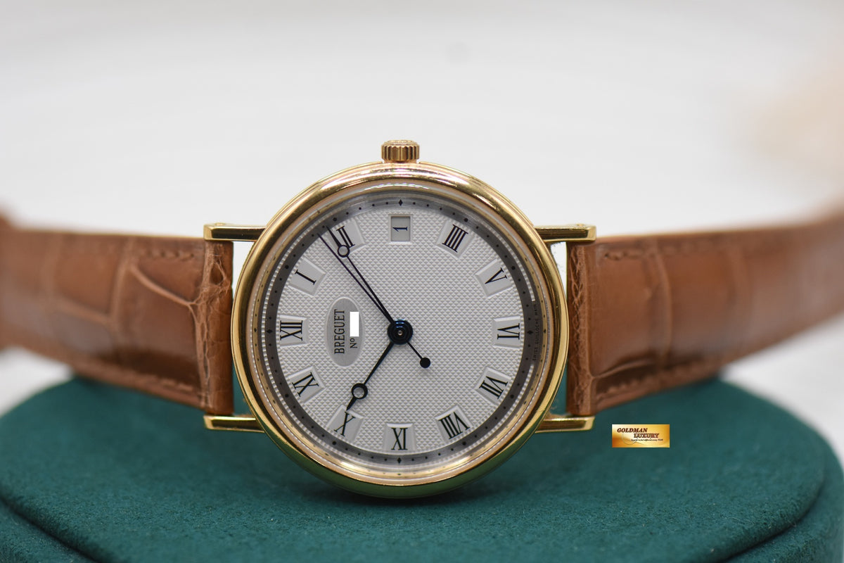 BREGUET CLASSIQUE 35mm YELLOW GOLD IN LEATHER STRAP AUTOMATIC 5910BA (MINT)
