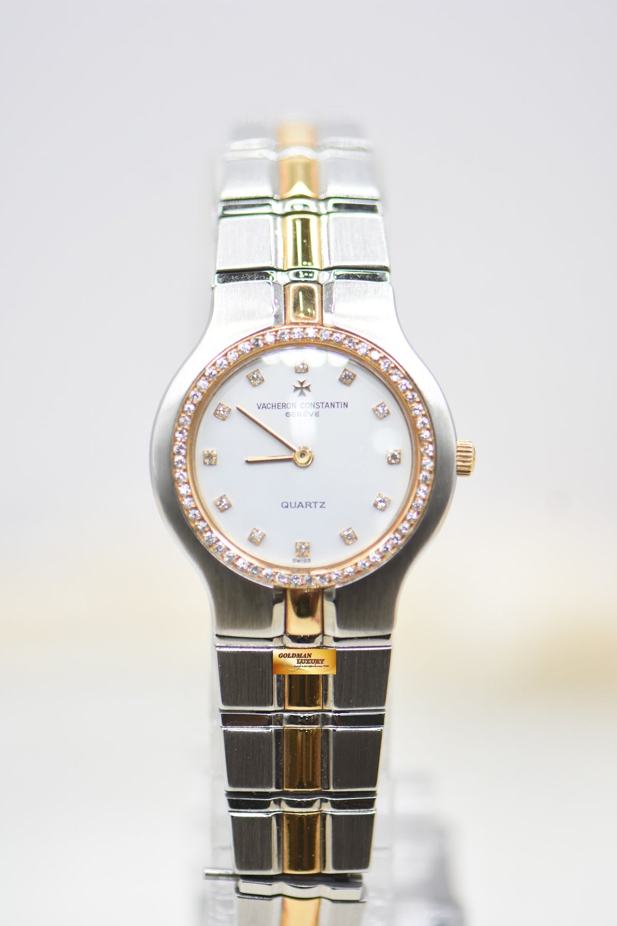 VACHERON CONSTANTIN PHIDIAS 24mm LADIES  HALF-GOLD BRACELET DIAMONDS QUARTZ 610017 (MINT)