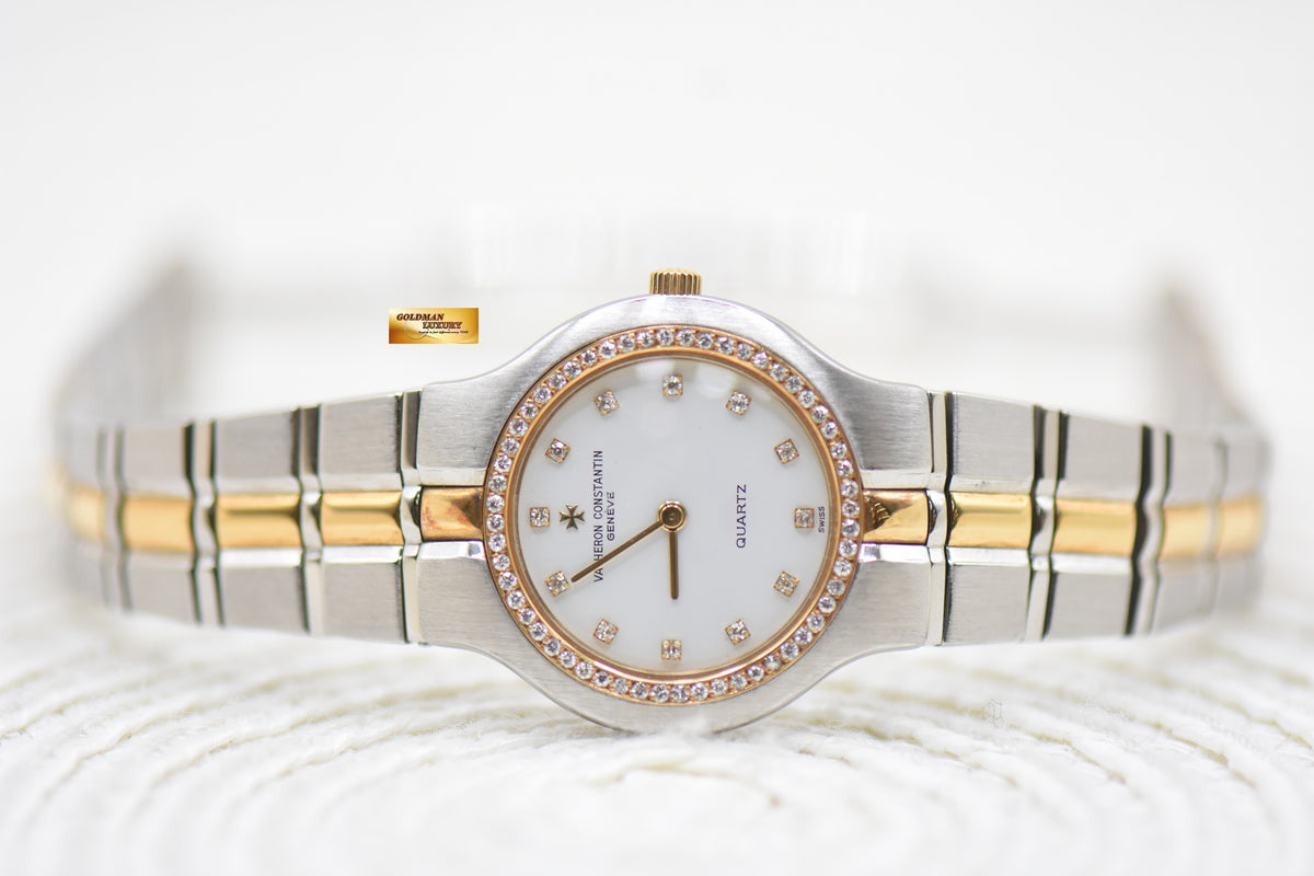 VACHERON CONSTANTIN PHIDIAS 24mm LADIES  HALF-GOLD BRACELET DIAMONDS QUARTZ 610017 (MINT)