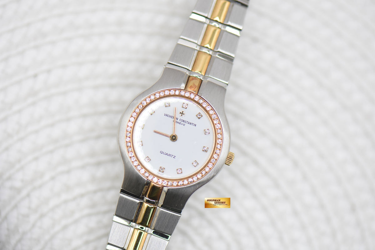 VACHERON CONSTANTIN PHIDIAS 24mm LADIES  HALF-GOLD BRACELET DIAMONDS QUARTZ 610017 (MINT)