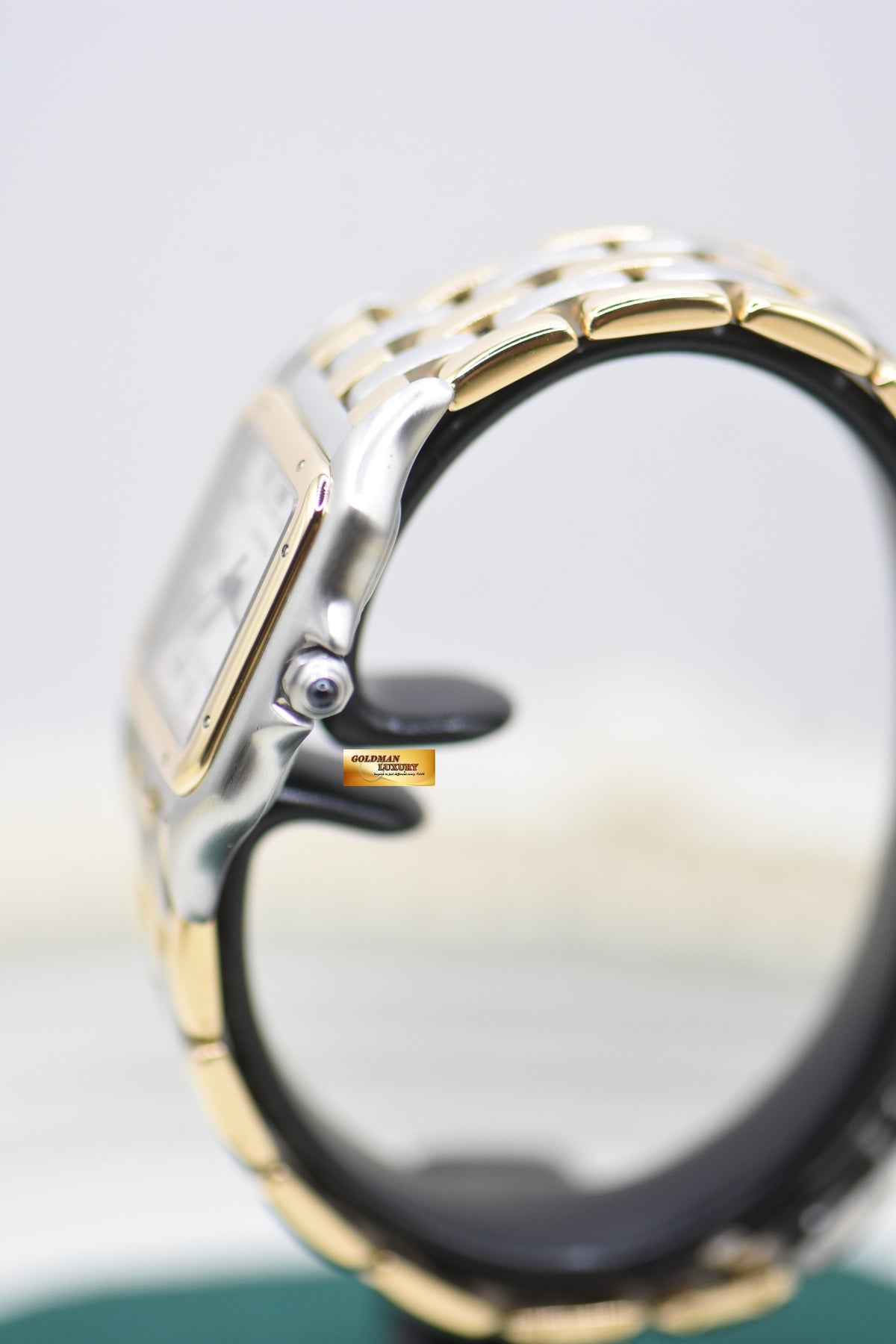 CARTIER PANTHERE MIDSIZE 3 ROWS HALF-GOLD QUARTZ 183949 (RARE)