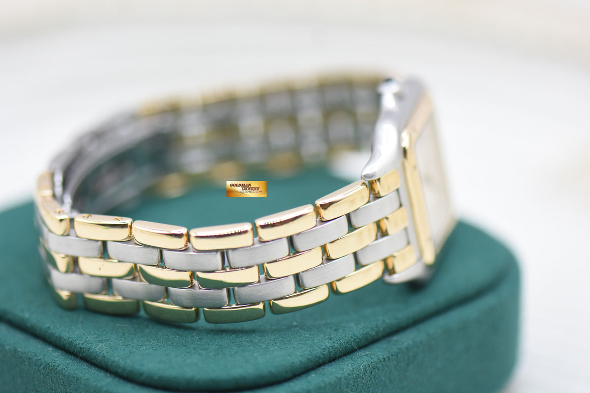 CARTIER PANTHERE MIDSIZE 3 ROWS HALF-GOLD QUARTZ 183949 (RARE)