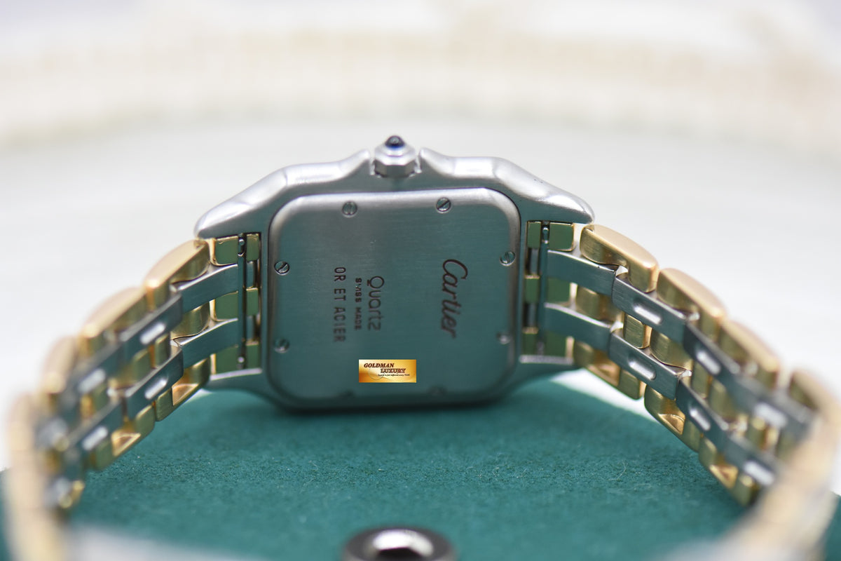 CARTIER PANTHERE MIDSIZE 3 ROWS HALF-GOLD QUARTZ 183949 (RARE)