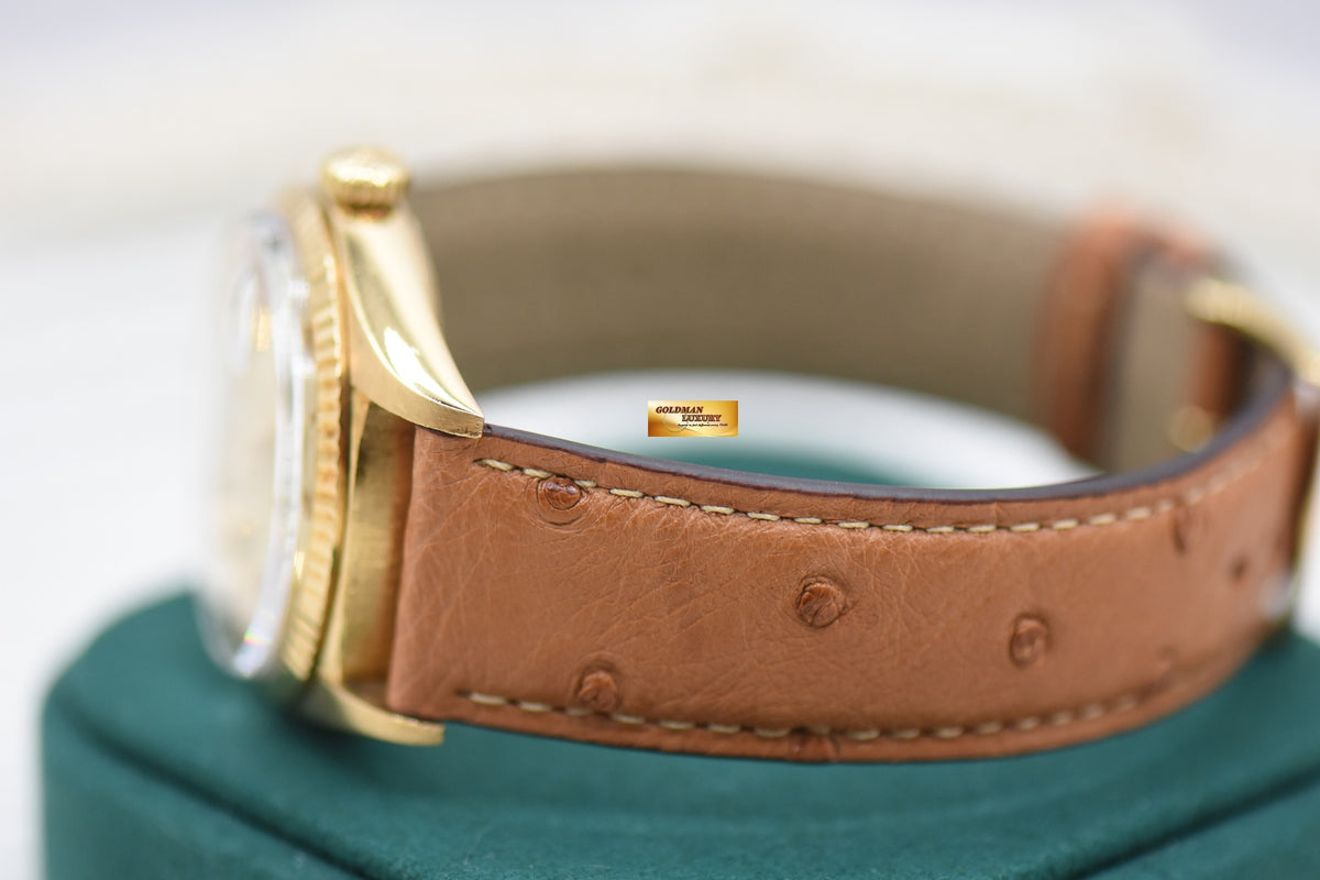 ROLEX OYSTER DAY-DATE 36mm YELLOW GOLD IN LEATHER STRAP GOLD DIAL (NON-QUICK-SET DATE) 1803 (VINTAGE)