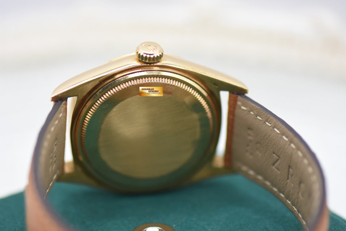 ROLEX OYSTER DAY-DATE 36mm YELLOW GOLD IN LEATHER STRAP GOLD DIAL (NON-QUICK-SET DATE) 1803 (VINTAGE)