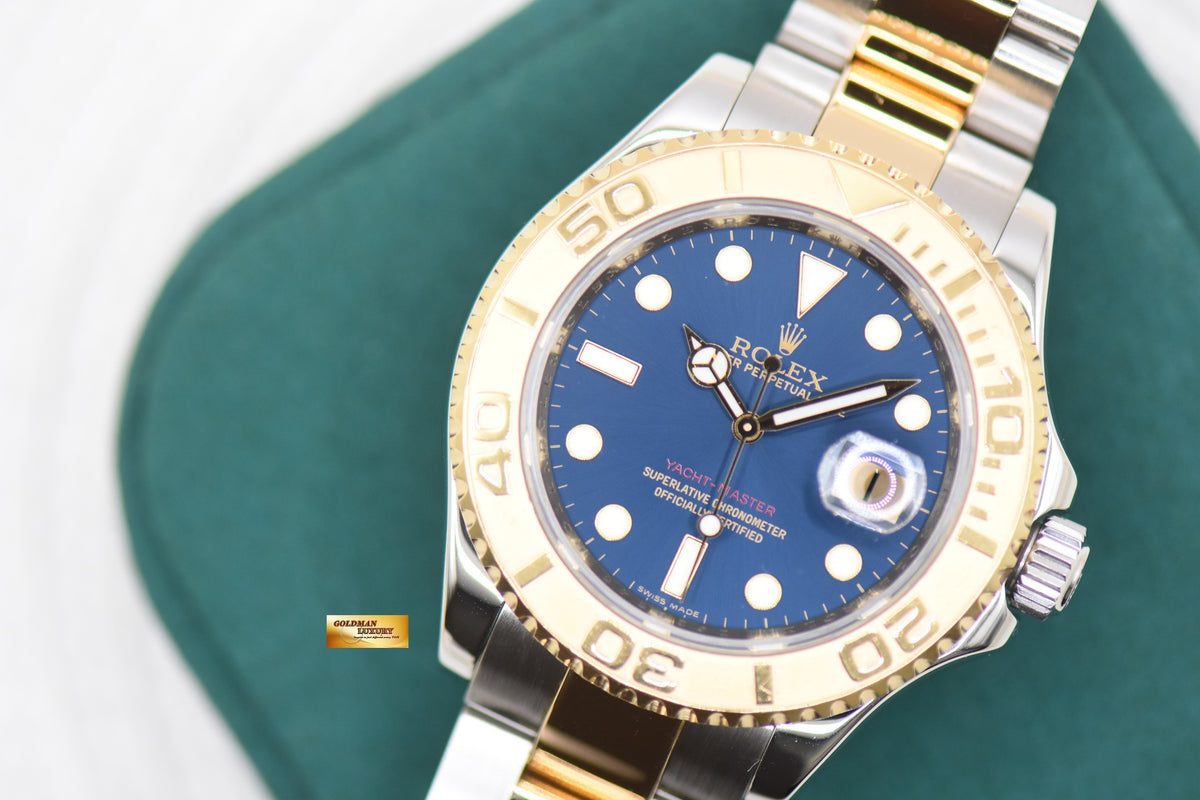 ROLEX OYSTER YACHT-MASTER 40mm HALF-GOLD IN BRACELET BLUE DIAL 16623 (REHAUT ENGRAVING) (MINT)