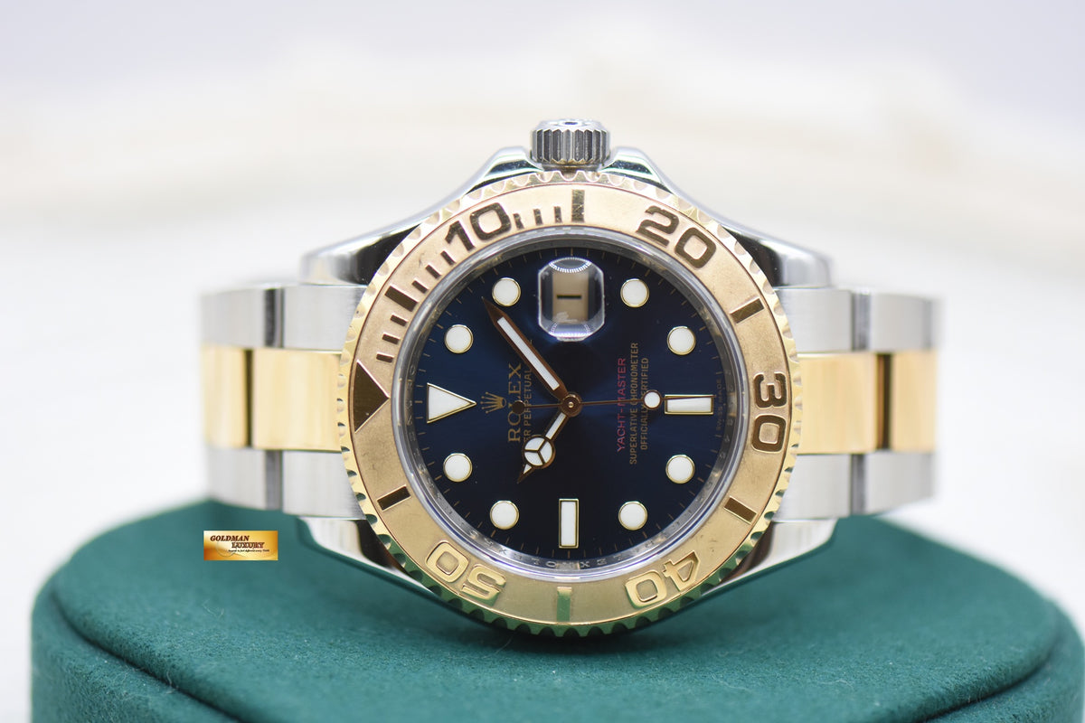 ROLEX OYSTER YACHT-MASTER 40mm HALF-GOLD IN BRACELET BLUE DIAL 16623 (REHAUT ENGRAVING) (MINT)