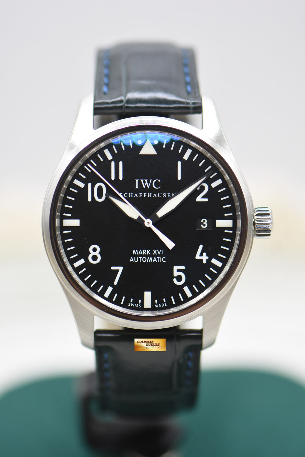 IWC MARK XVI 39mm STEEL IN LEATHER STRAP BLACK AUTOMATIC IW3255-01 (MINT)