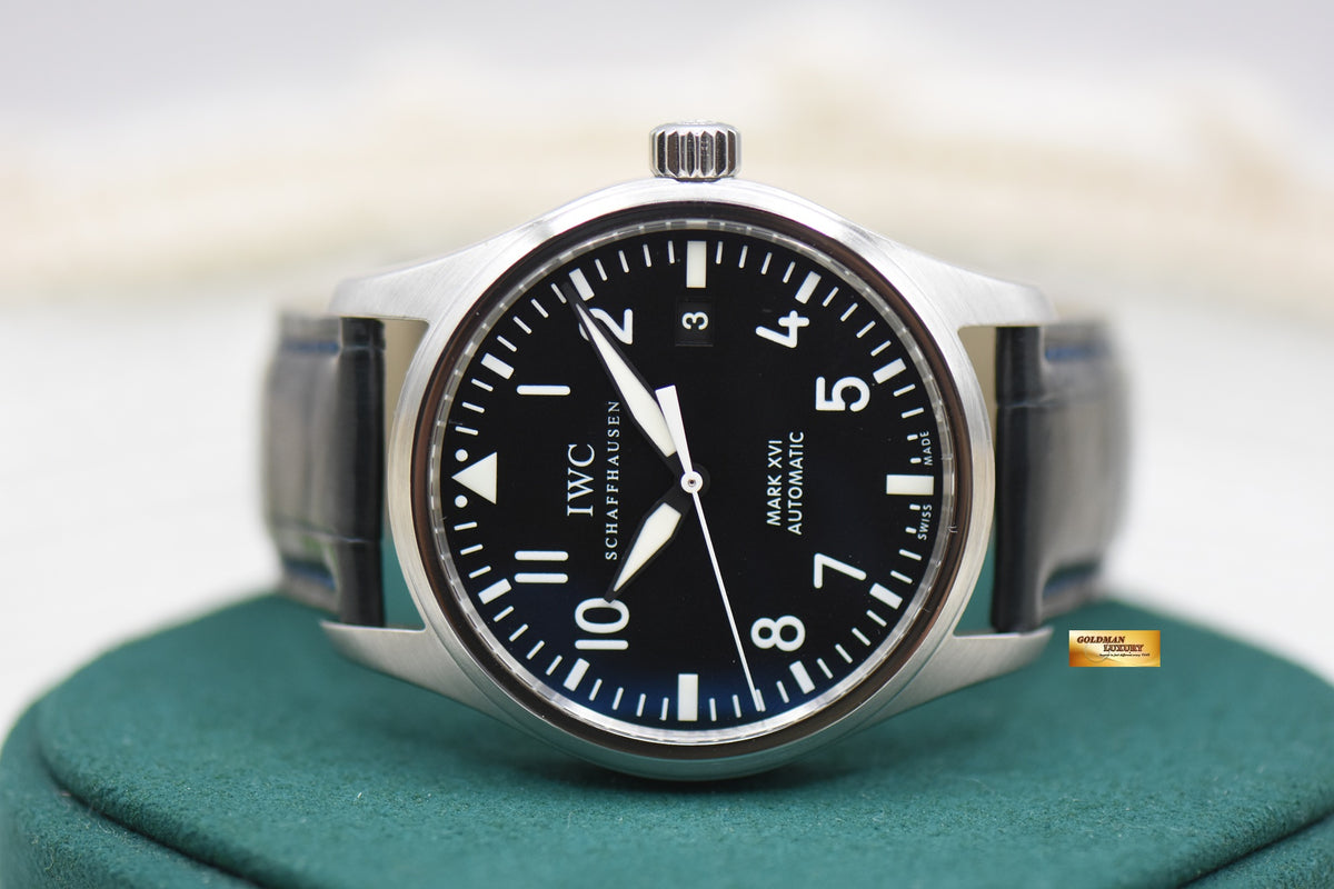 IWC MARK XVI 39mm STEEL IN LEATHER STRAP BLACK AUTOMATIC IW3255-01 (MINT)
