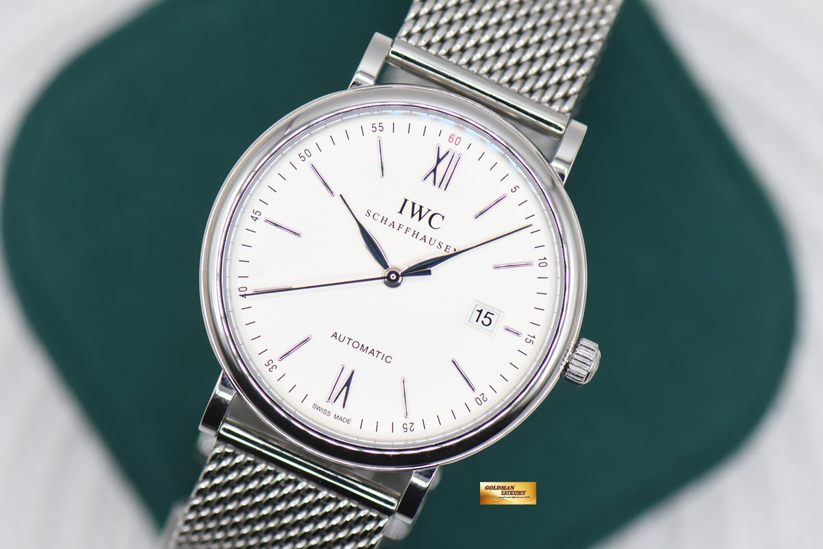 IWC PORTOFINO 40mm STEEL IN MESH BRACELET SILVER AUTOMATIC IW3565-05 (MINT)