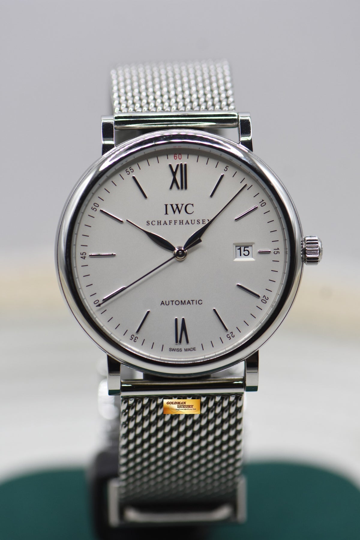 IWC PORTOFINO 40mm STEEL IN MESH BRACELET SILVER AUTOMATIC IW3565-05 (MINT)
