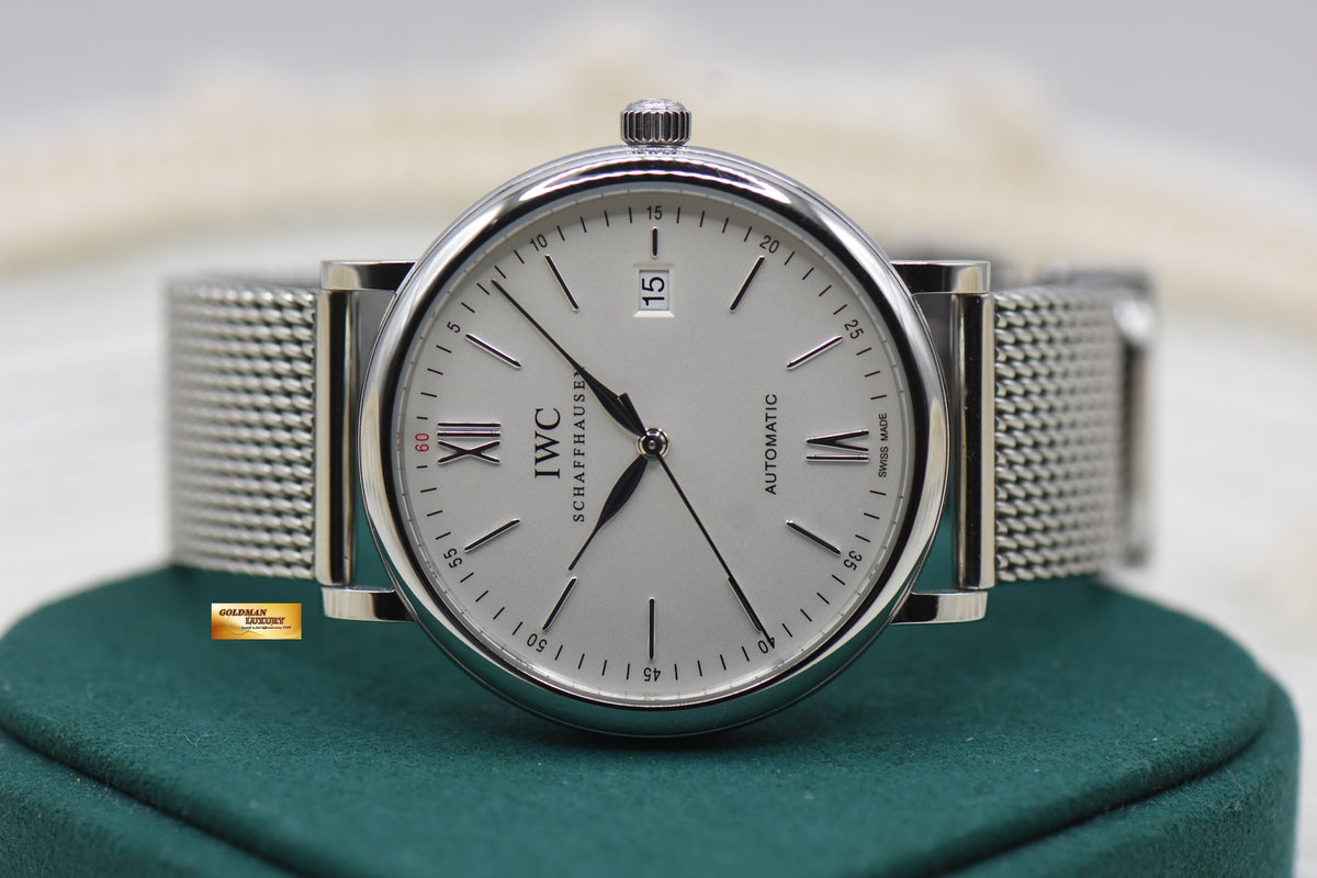IWC PORTOFINO 40mm STEEL IN MESH BRACELET SILVER AUTOMATIC IW3565-05 (MINT)