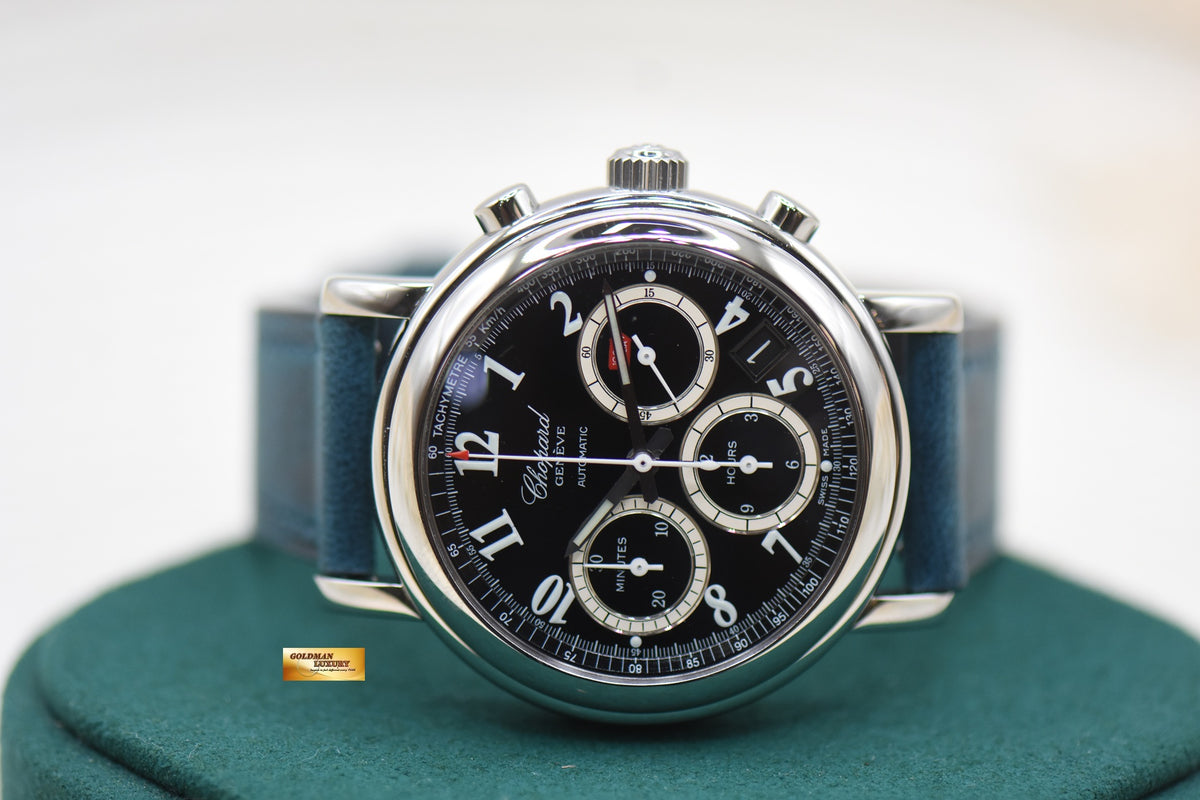 CHOPARD MILLE MIGLIA 38mm CHRONOGRAPH STEEL IN LEATHER STRAP BLACK AUTOMATIC 16/8331 (MINT)