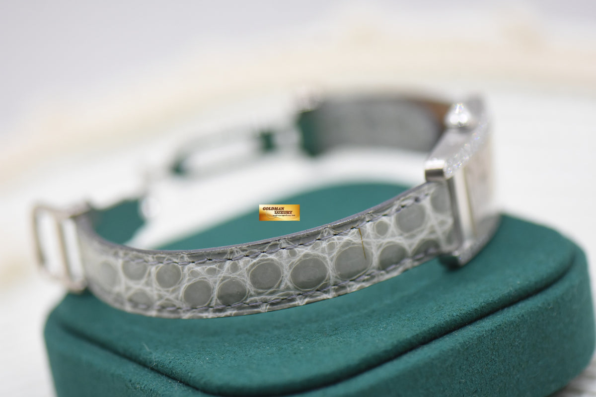 CARTIER TANK AMERICAINE LADIES DIAMONDS WHITE GOLD QUARTZ WB701851 (MINT)