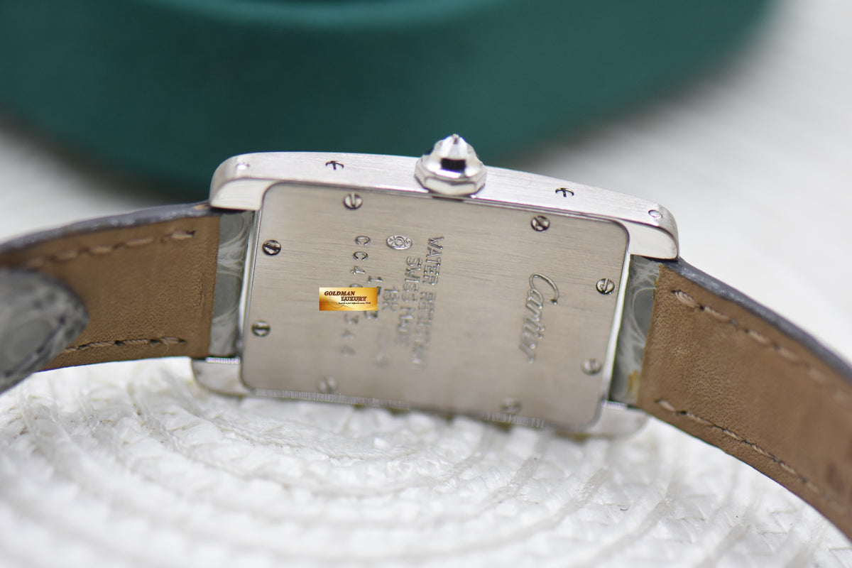CARTIER TANK AMERICAINE LADIES DIAMONDS WHITE GOLD QUARTZ WB701851 (MINT)