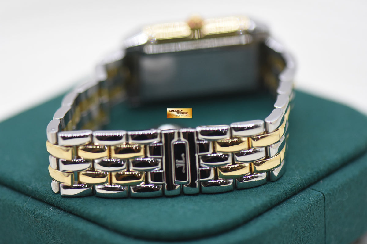 JLC REVERSO FLORALE LADIES HALF-GOLD IN BEADED BRACELET DIAMOND SET QUARTZ 265.5.08 (MINT)