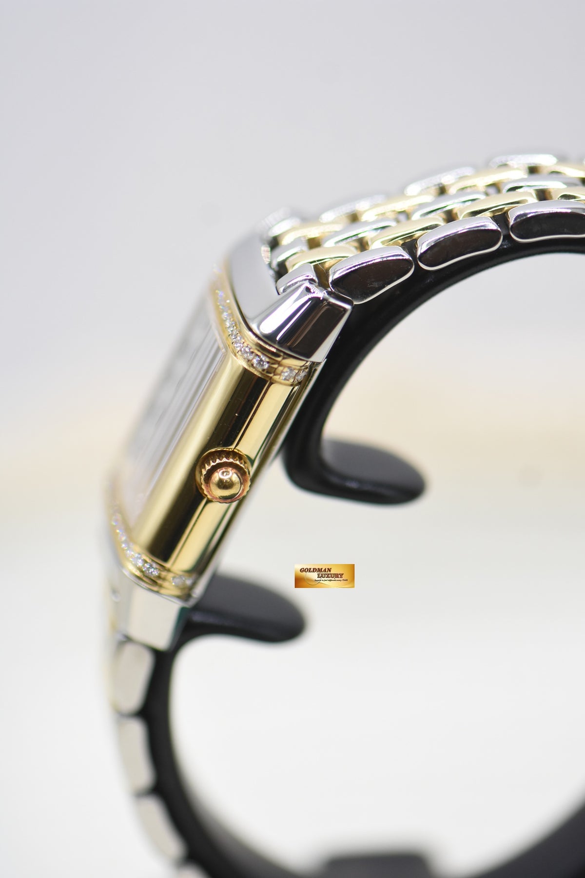 JLC REVERSO FLORALE LADIES HALF-GOLD IN BEADED BRACELET DIAMOND SET QUARTZ 265.5.08 (MINT)