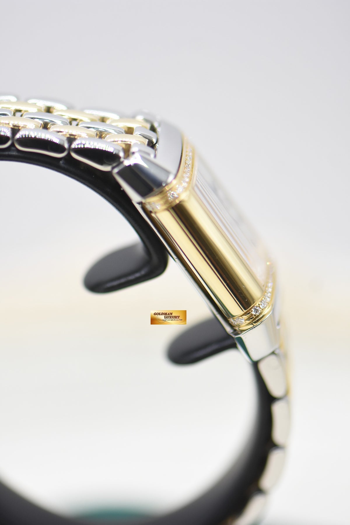 JLC REVERSO FLORALE LADIES HALF-GOLD IN BEADED BRACELET DIAMOND SET QUARTZ 265.5.08 (MINT)