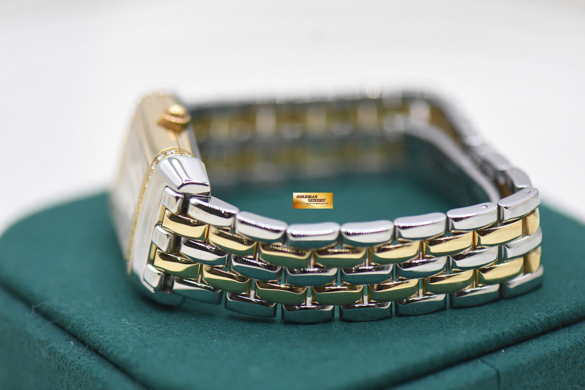 JLC REVERSO FLORALE LADIES HALF-GOLD IN BEADED BRACELET DIAMOND SET QUARTZ 265.5.08 (MINT)