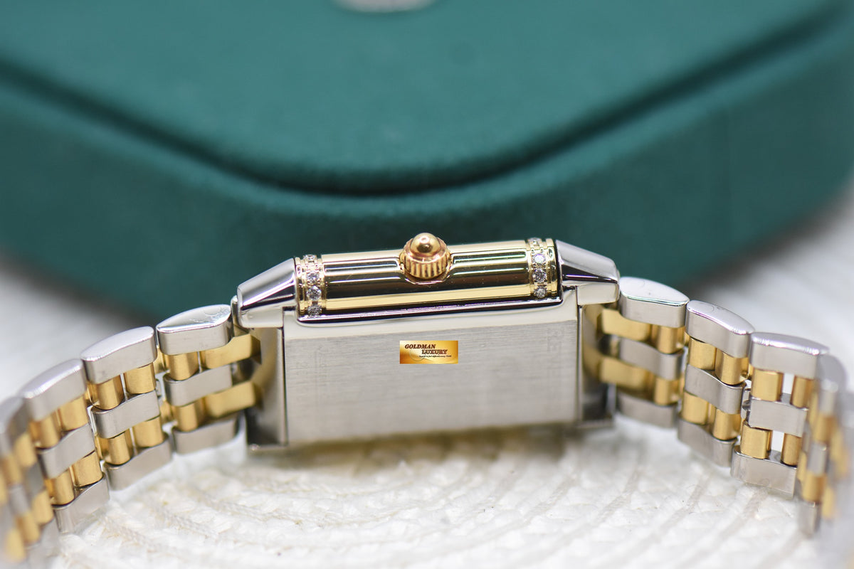 JLC REVERSO FLORALE LADIES HALF-GOLD IN BEADED BRACELET DIAMOND SET QUARTZ 265.5.08 (MINT)