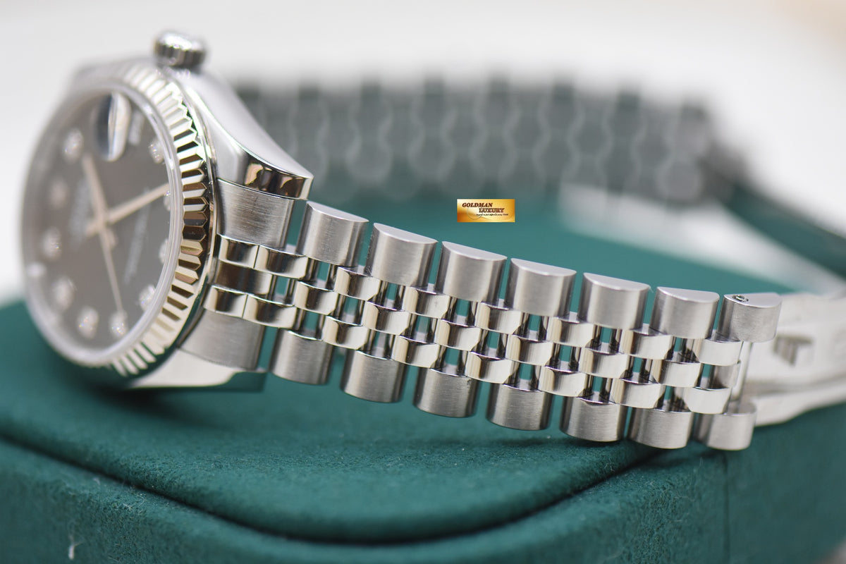ROLEX OYSTER DATEJUST 31mm STEEL IN JUBILEE BRACELET BLACK DIAMOND DIAL 178274 (MINT)