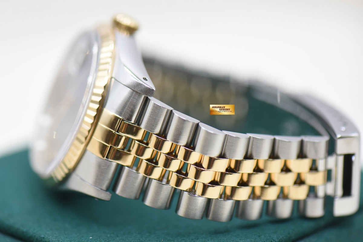 [SOLD] ROLEX OYSTER DATEJUST 36mm HALF -GOLD IN JUBILEE BRACELET BLUE VIGNETTE DIAMOND DIAL 16233 (MINT)