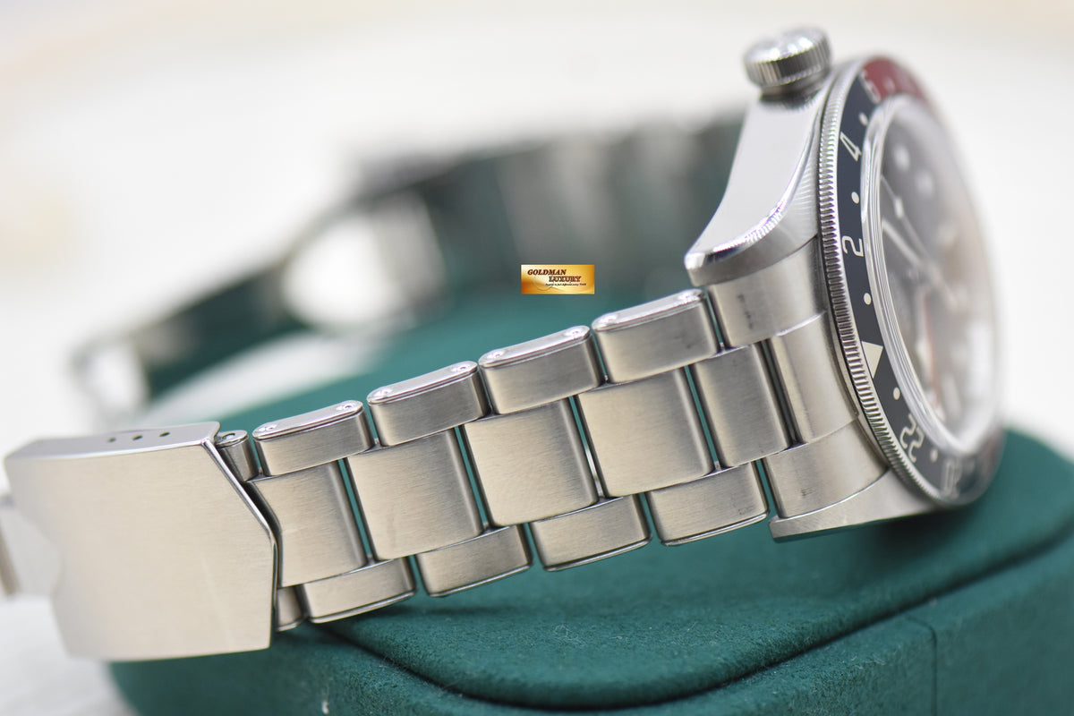 [SOLD] TUDOR BLACK BAY GMT PEPSI RED / BLUE 41mm BLACK DIAL STEEL IN RIVETED BRACELET 79830RB AUTOMATIC (MINT)