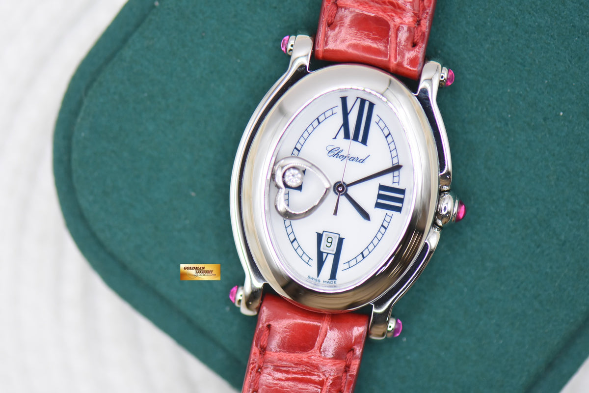 CHOPARD HAPPY SPORT OVAL STEEL DIAMOND HEART QUARTZ 278937 (MINT)