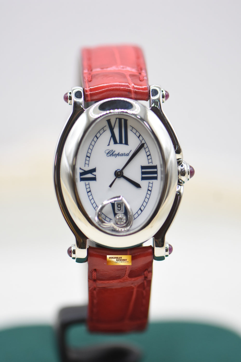 CHOPARD HAPPY SPORT OVAL STEEL DIAMOND HEART QUARTZ 278937 (MINT)