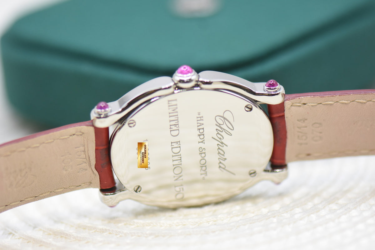 CHOPARD HAPPY SPORT OVAL STEEL DIAMOND HEART QUARTZ 278937 (MINT)