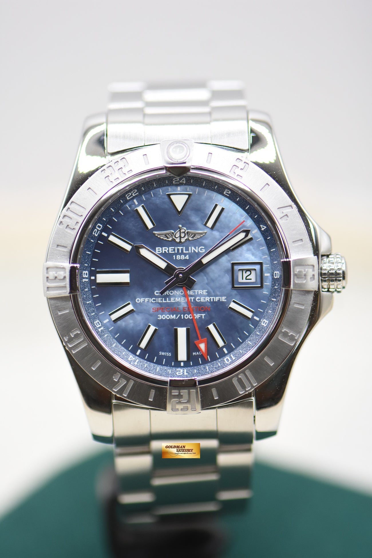 BREITLING AVENGER II GMT 43mm STEEL IN BRACELET MOP DIAL A32390 