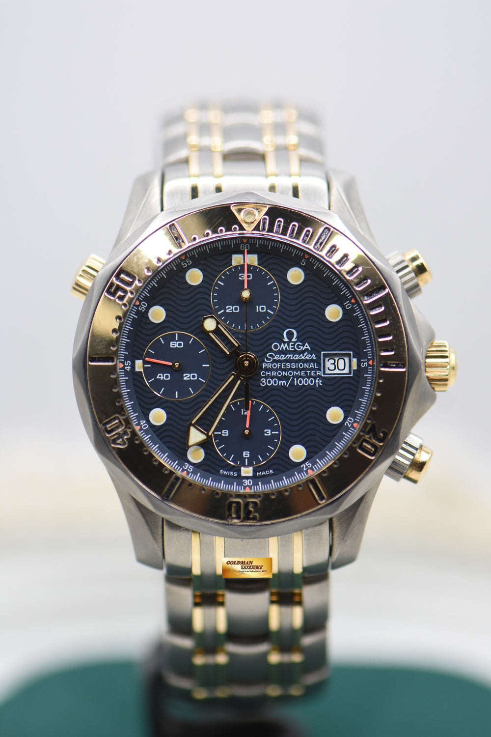 OMEGA SEAMASTER DIVER 300m CHRONO DIVER 41.5mm TITANIUM / GOLD BLUE 2297.8000 (MINT)