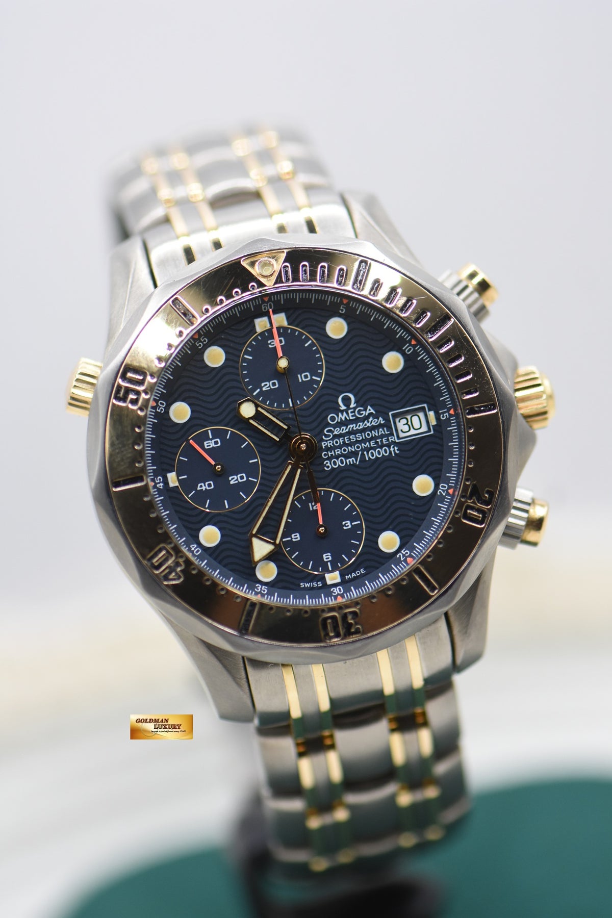 OMEGA SEAMASTER DIVER 300m CHRONO DIVER 41.5mm TITANIUM / GOLD BLUE 2297.8000 (MINT)