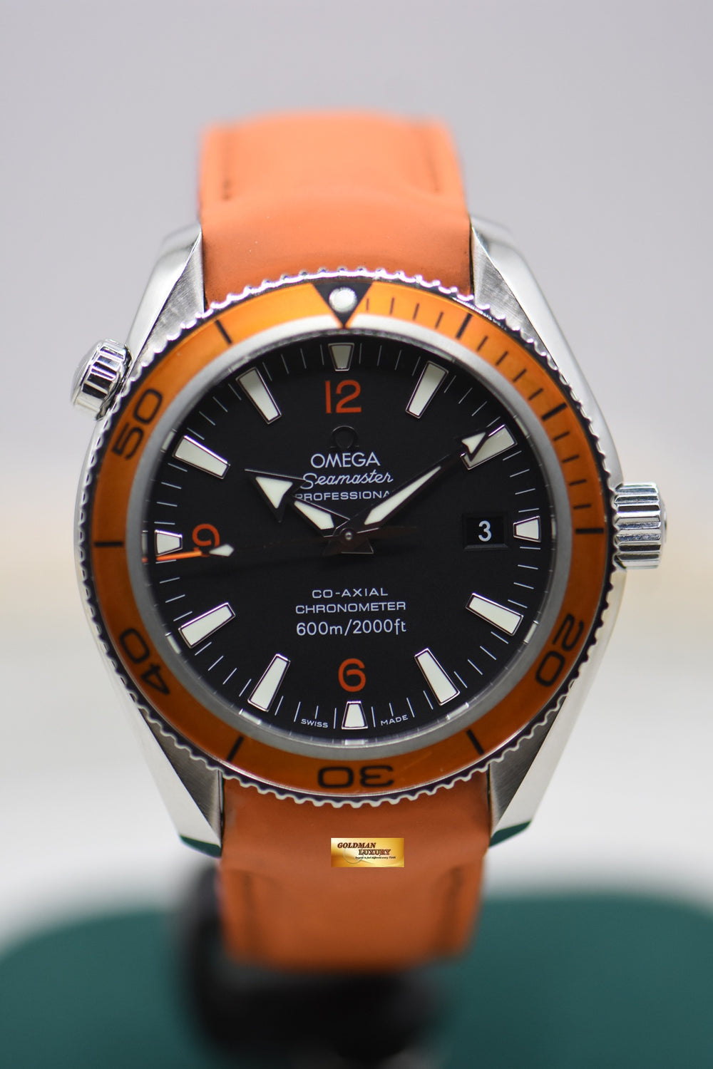OMEGA SEAMASTER PLANET OCEAN 600m 42mm ORANGE BEZEL RUBBER STRAP 2909.50.83 (MINT)