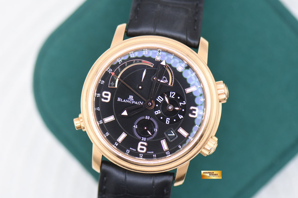 BLANCPAIN LEMAN REVEIL ALARM 40mm ROSE GOLD IN STRAP AUTOMATIC 2841-36B30-64B (MINT)