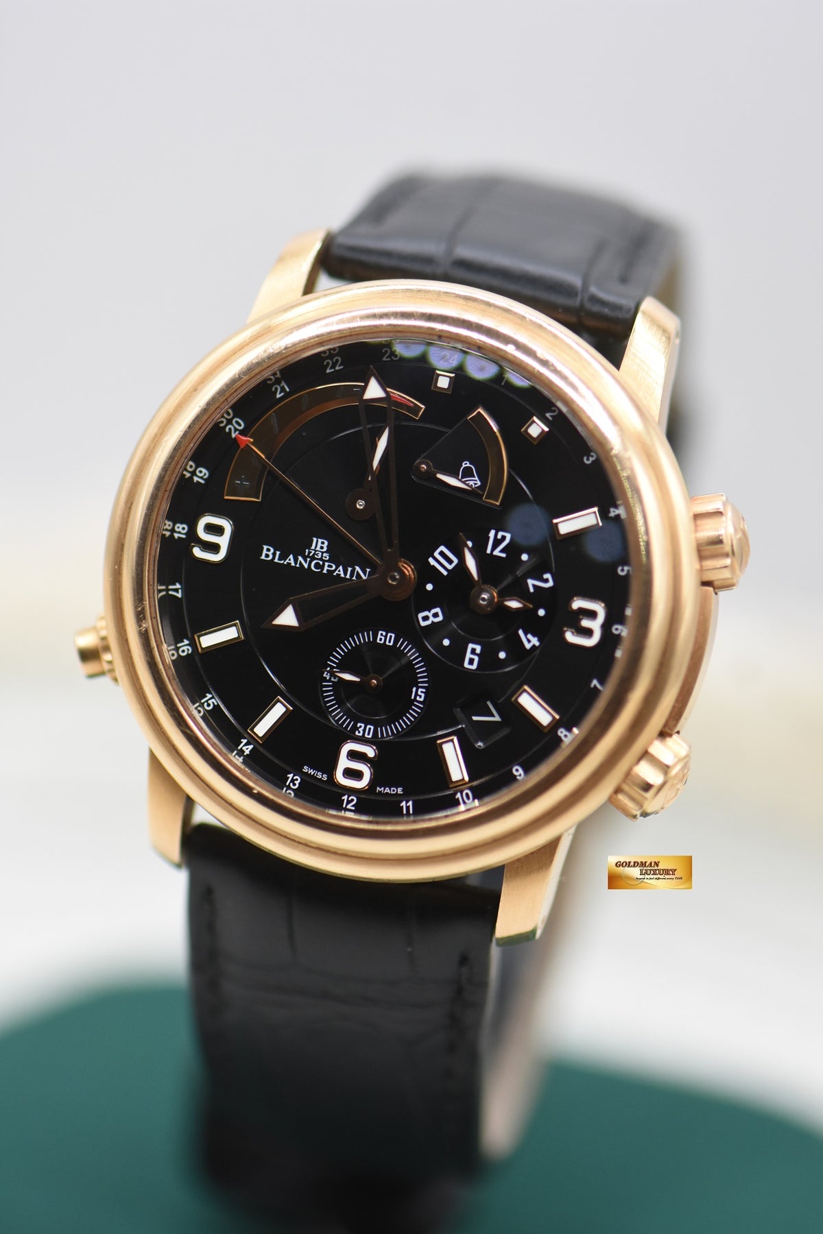 BLANCPAIN LEMAN REVEIL ALARM 40mm ROSE GOLD IN STRAP AUTOMATIC 2841-36B30-64B (MINT)