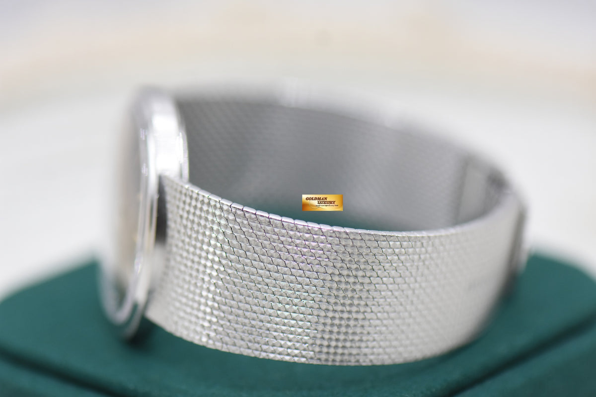 PATEK PHILIPPE CALATRAVA 35mm WHITE GOLD IN BASKETWEAVE BRACELET TEXTURED “CLOUS De PARIS DIAL (UNPOLISHED-RARE)