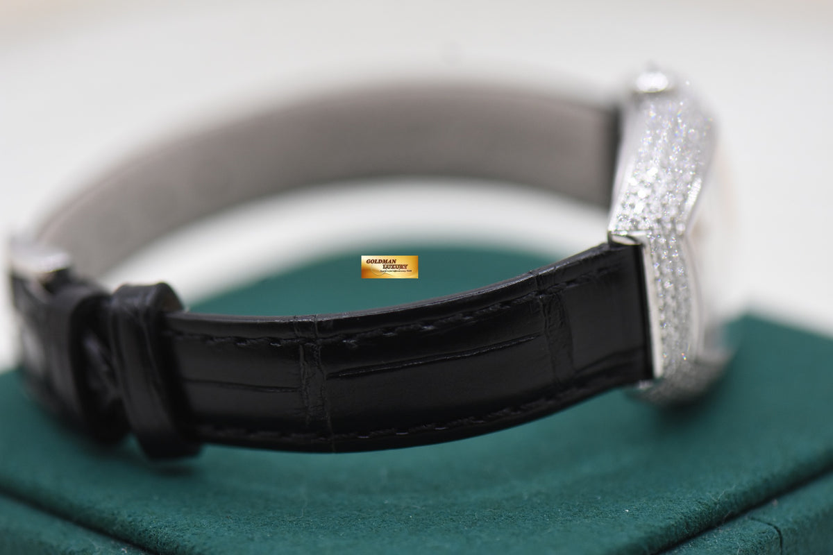 VACHERON CONSTANTIN EGERIE WHITE GOLD TONNEAU PAVED DIAMOND LADIES QUARTZ 25541 (MINT)