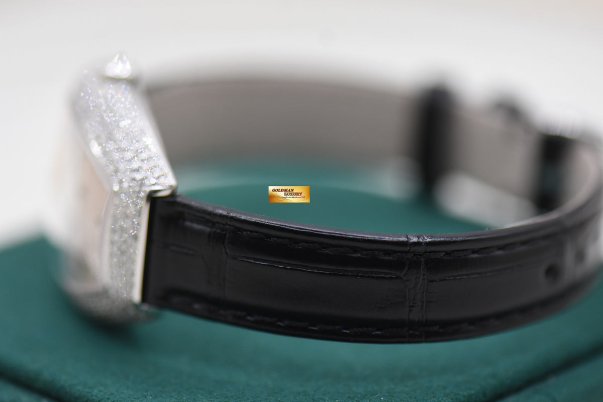 VACHERON CONSTANTIN EGERIE WHITE GOLD TONNEAU PAVED DIAMOND LADIES QUARTZ 25541 (MINT)