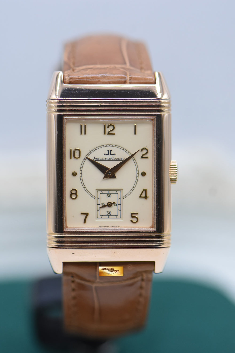 JLC REVERSO MONOFACE ENAMEL DIAL ROSE GOLD GRANDE TAILLE MANUAL WINDING 270.2.62 (COLLECTIBLE-RARE)