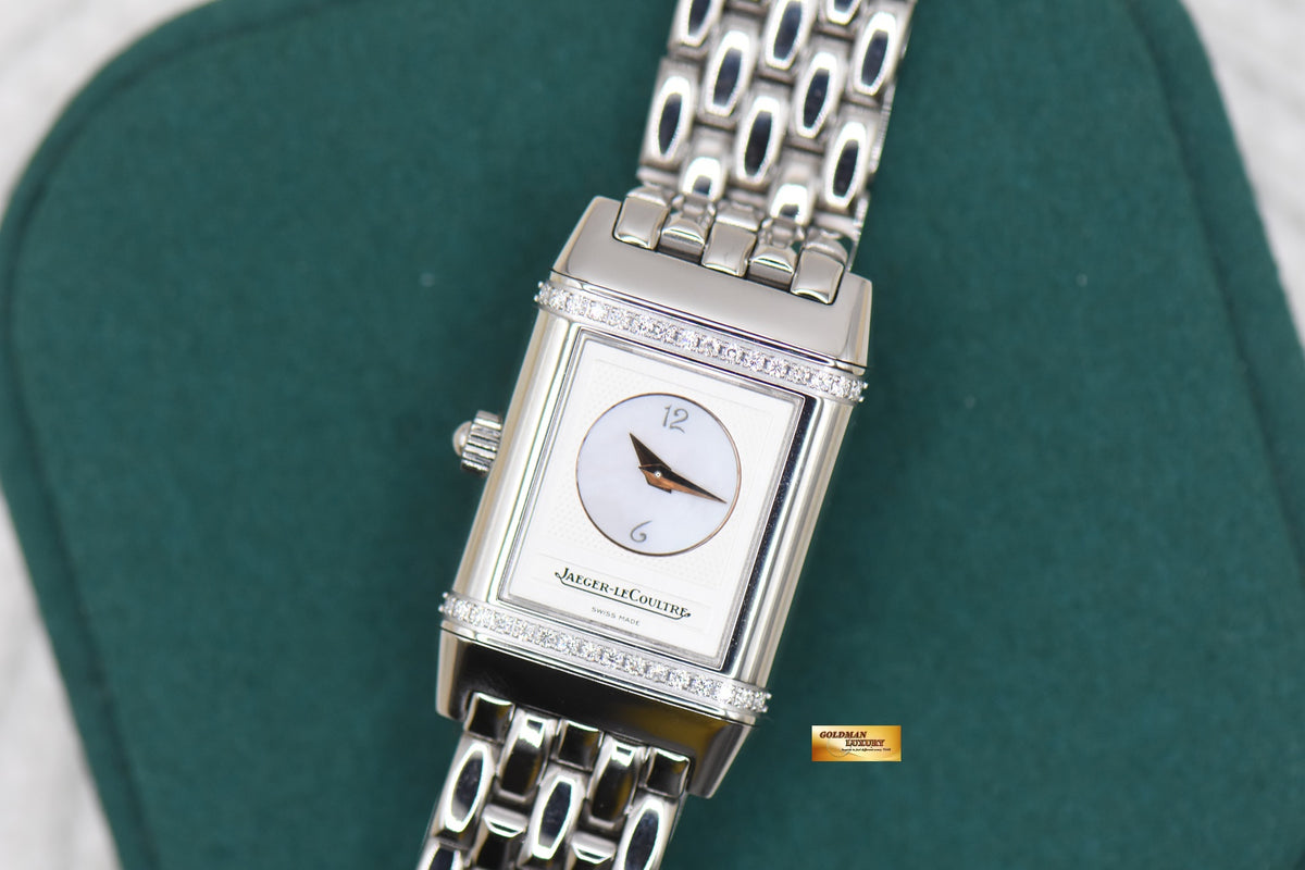[SOLD] JLC REVERSO DUETTO DIAMONDS LADIES SMALL STEEL IN BRACELET MANUAL Q2668110 (MINT)