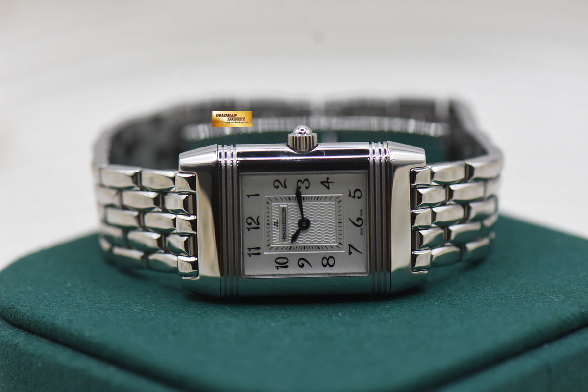 [SOLD] JLC REVERSO DUETTO DIAMONDS LADIES SMALL STEEL IN BRACELET MANUAL Q2668110 (MINT)
