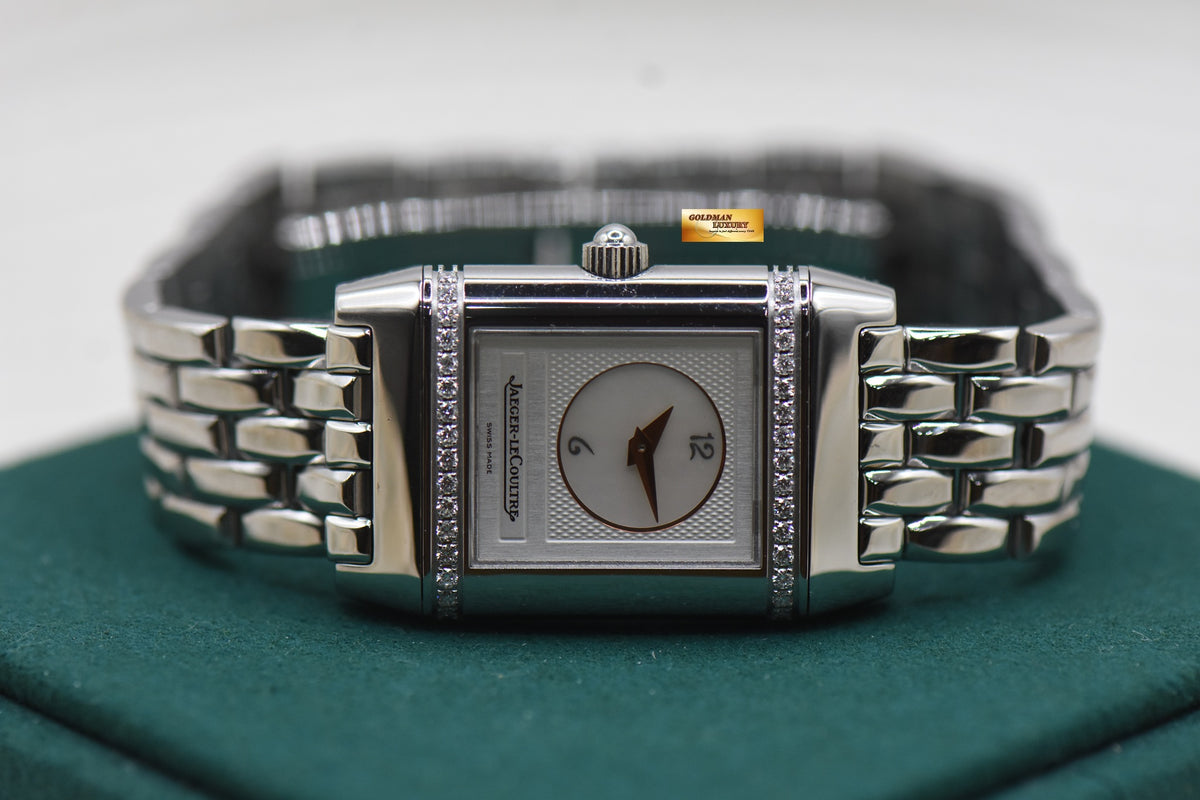 [SOLD] JLC REVERSO DUETTO DIAMONDS LADIES SMALL STEEL IN BRACELET MANUAL Q2668110 (MINT)