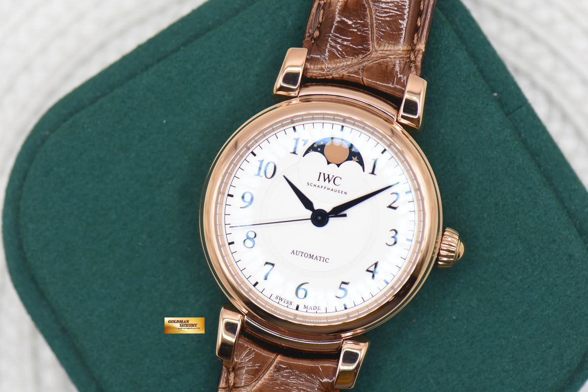 IWC DA VINCI MOONPHASE 36 ROSE GOLD LEATHER STRAP AUTOMATIC IW4593-08 (MINT)
