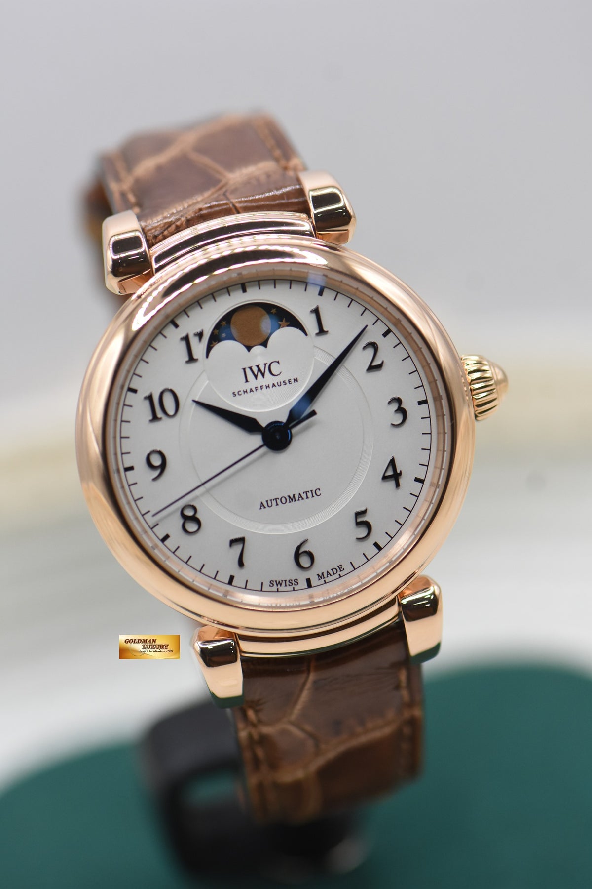 IWC DA VINCI MOONPHASE 36 ROSE GOLD LEATHER STRAP AUTOMATIC IW4593-08 (MINT)