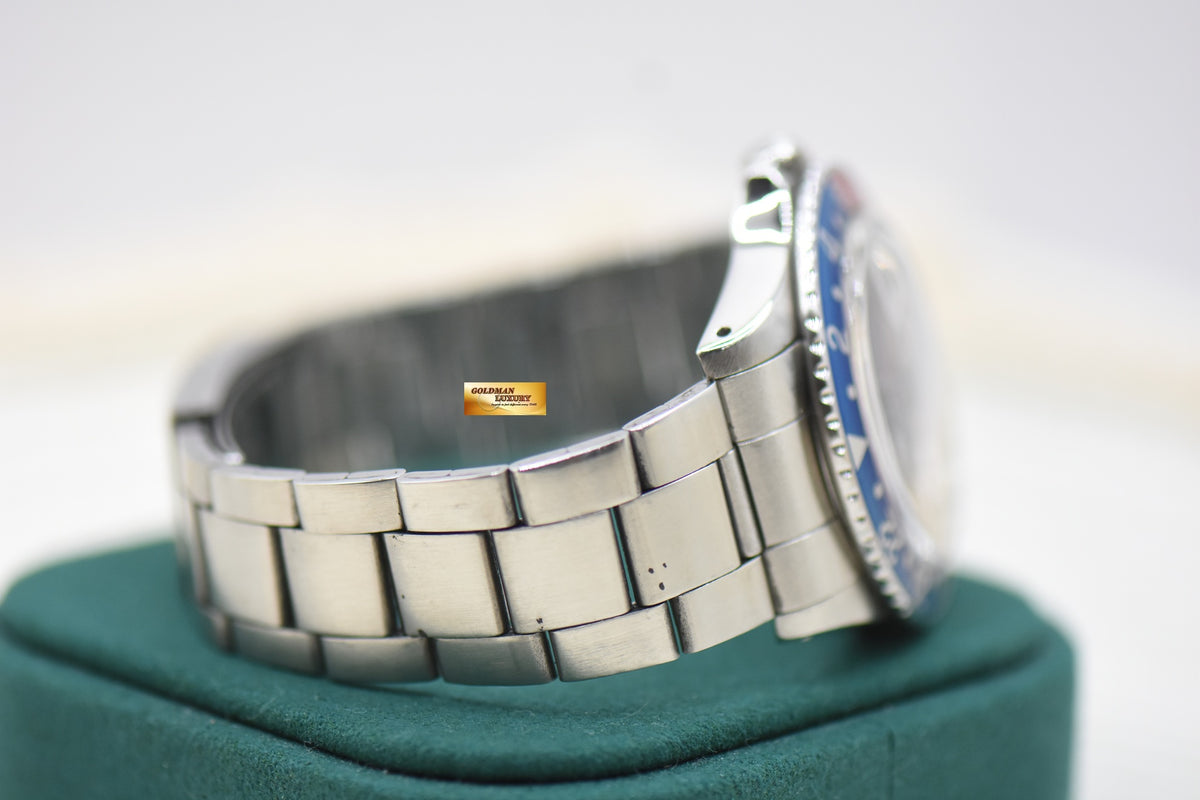 ROLEX OYSTER GMT-MASTER 40mm STEEL BRACELET PEPSI BEZEL 16750 (TRANSITIONAL-MODEL) (MINT)